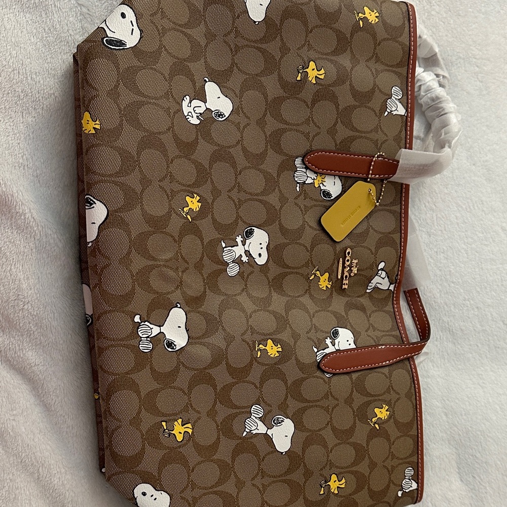 Coach Brown Snoopy and Woodstock Tote